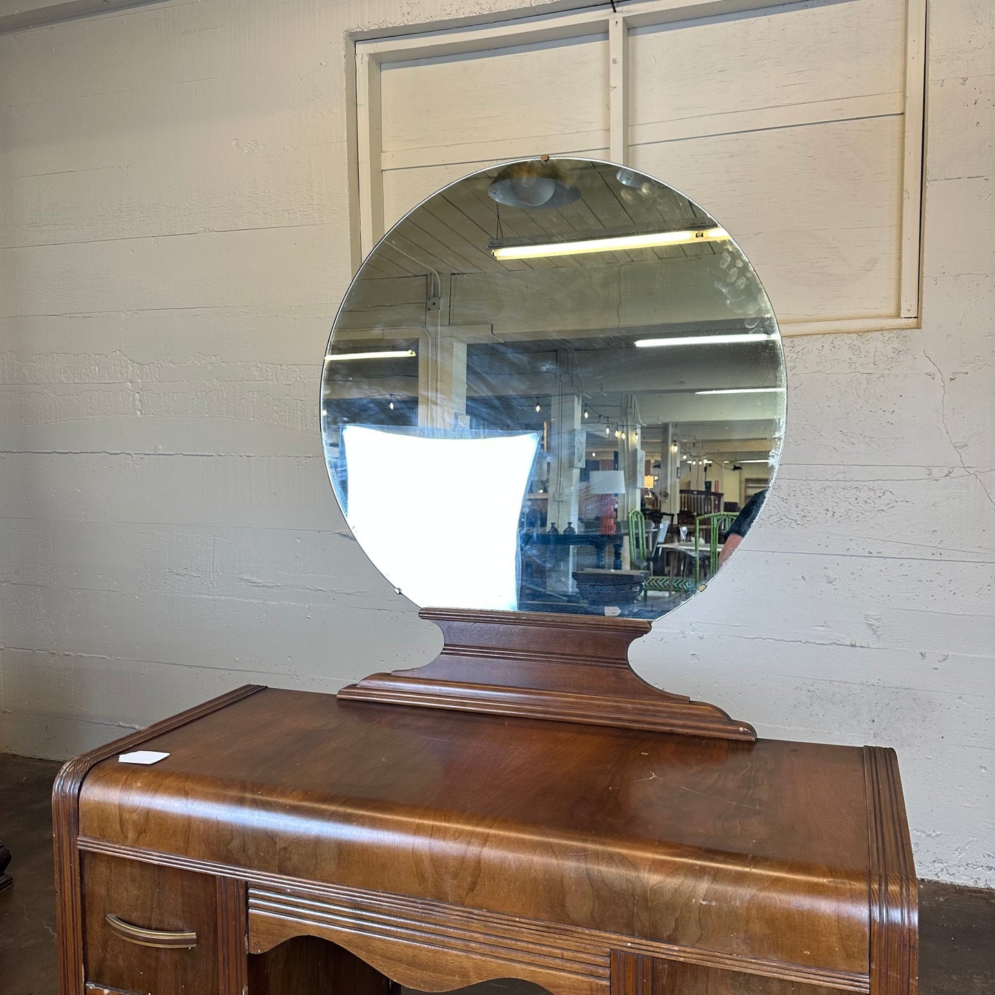 Art Deco Vanity w/ Round Mirror + Stool C VANITIES