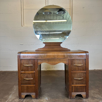 Art Deco Vanity w/ Round Mirror + Stool C VANITIES