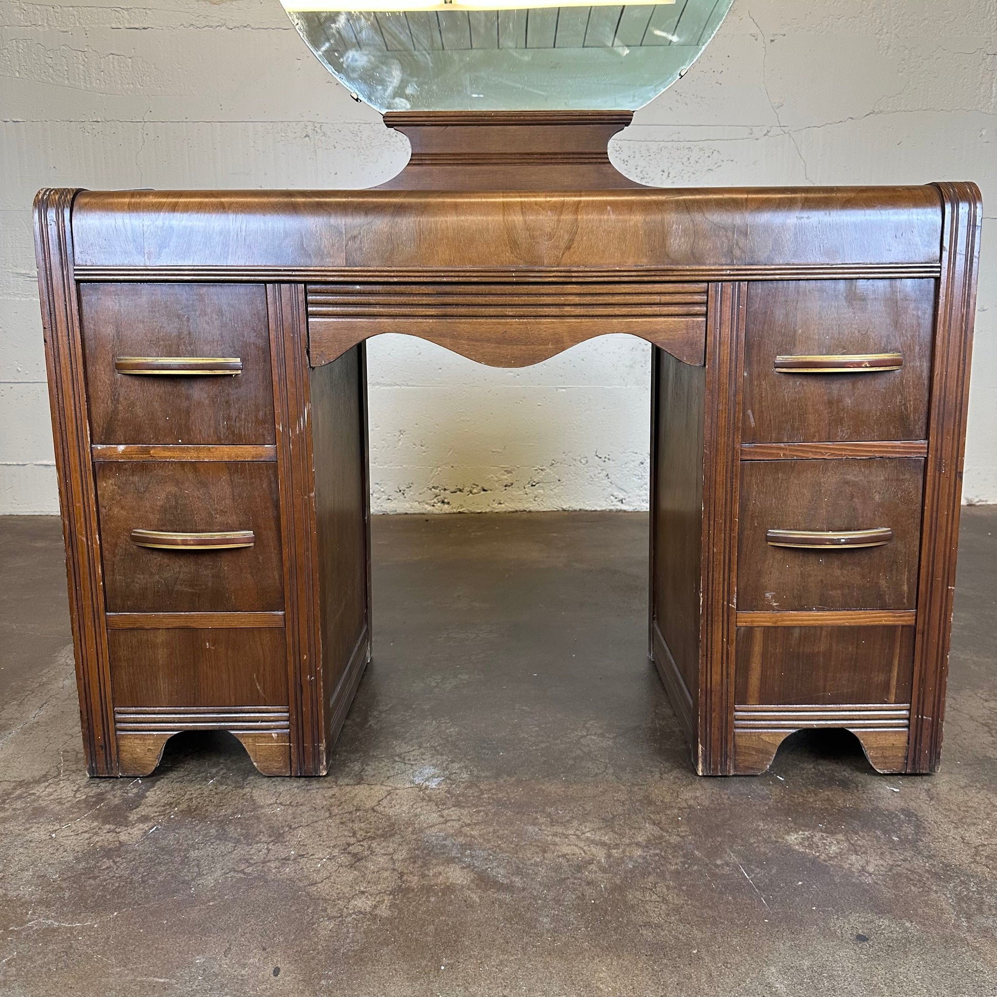 Art Deco Vanity w/ Round Mirror + Stool C VANITIES
