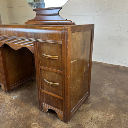 Art Deco Vanity w/ Round Mirror + Stool C VANITIES