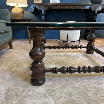 Turned Leg Heavy Glass Coffee Table