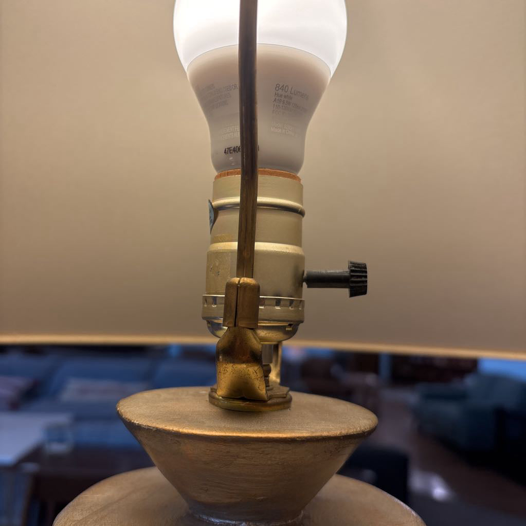 Gold Tone Scandinavian Fluted Base Table Lamp