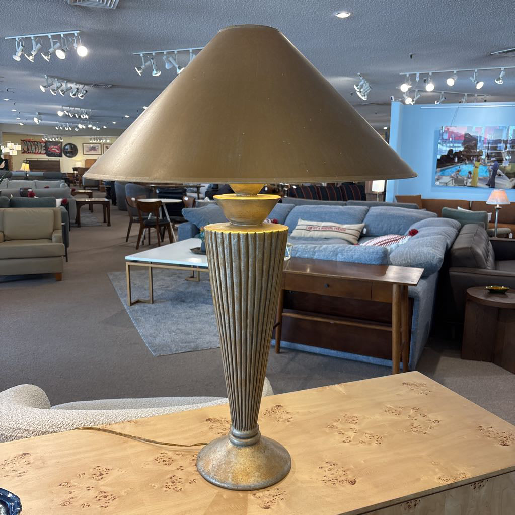 Gold Tone Scandinavian Fluted Base Table Lamp