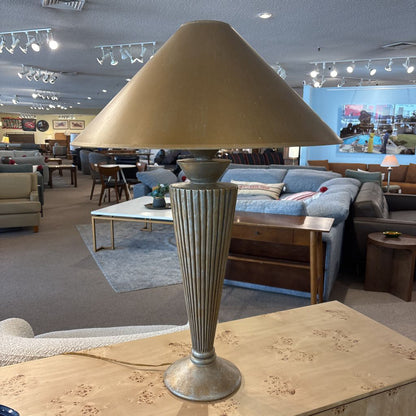 Gold Tone Scandinavian Fluted Base Table Lamp