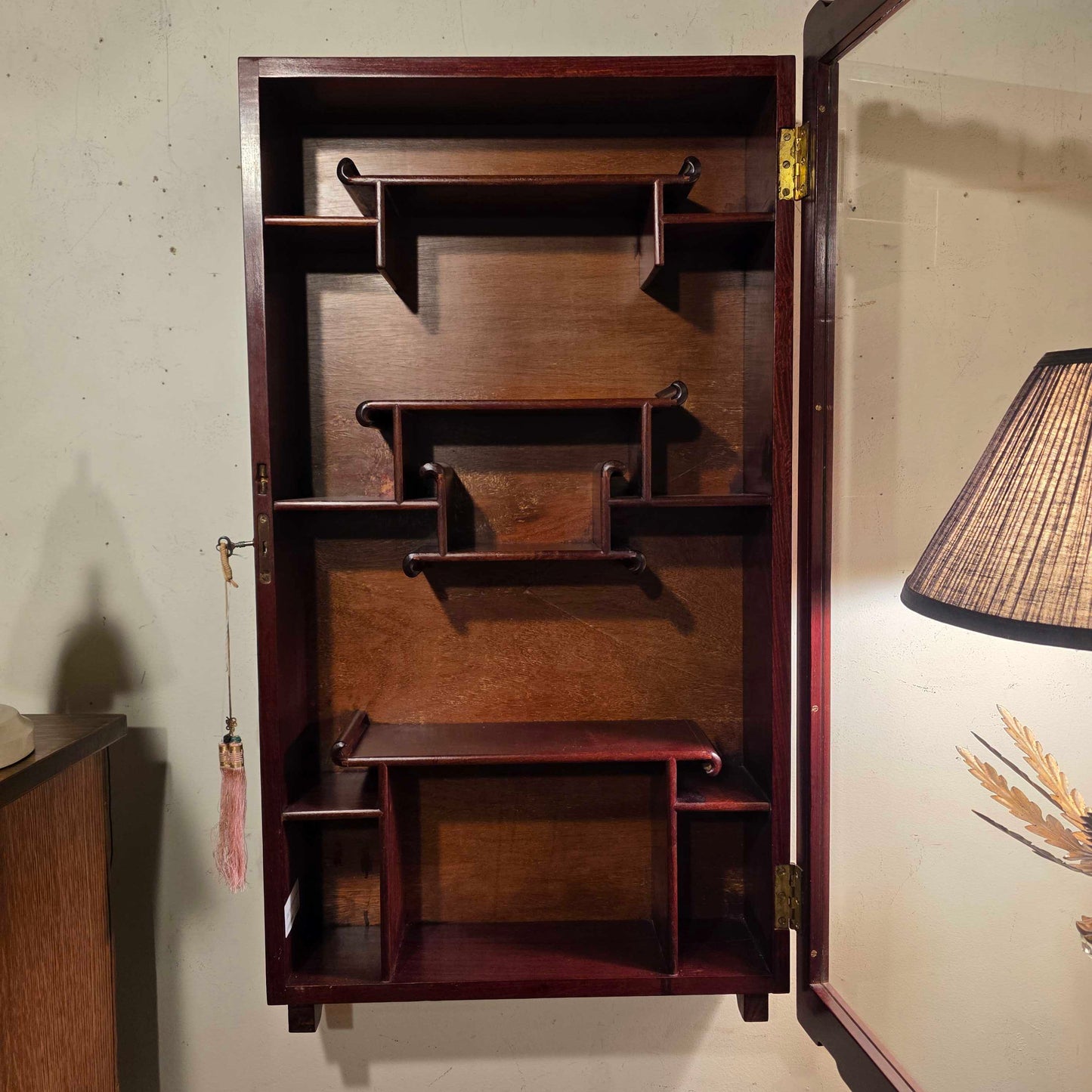 Asian Style Wall Mounted Display Cabinet with Key