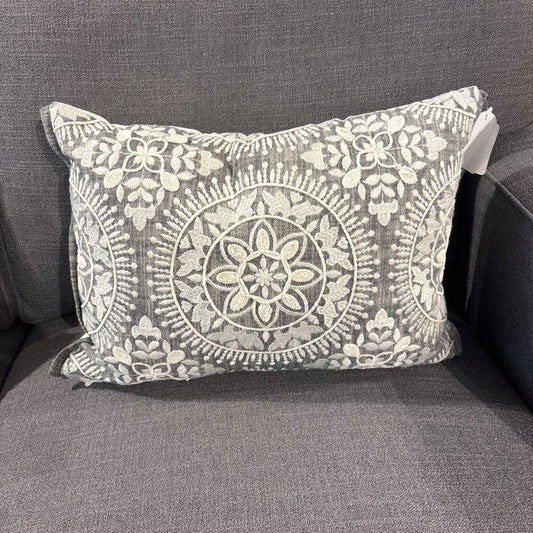Grey & White Rectangular Throw Pillow SMALLS