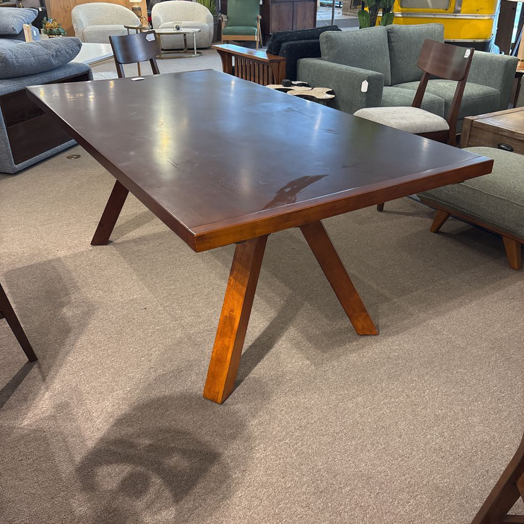 Dark Wood Expanding Trestle Dining Table C DINING BENCHES