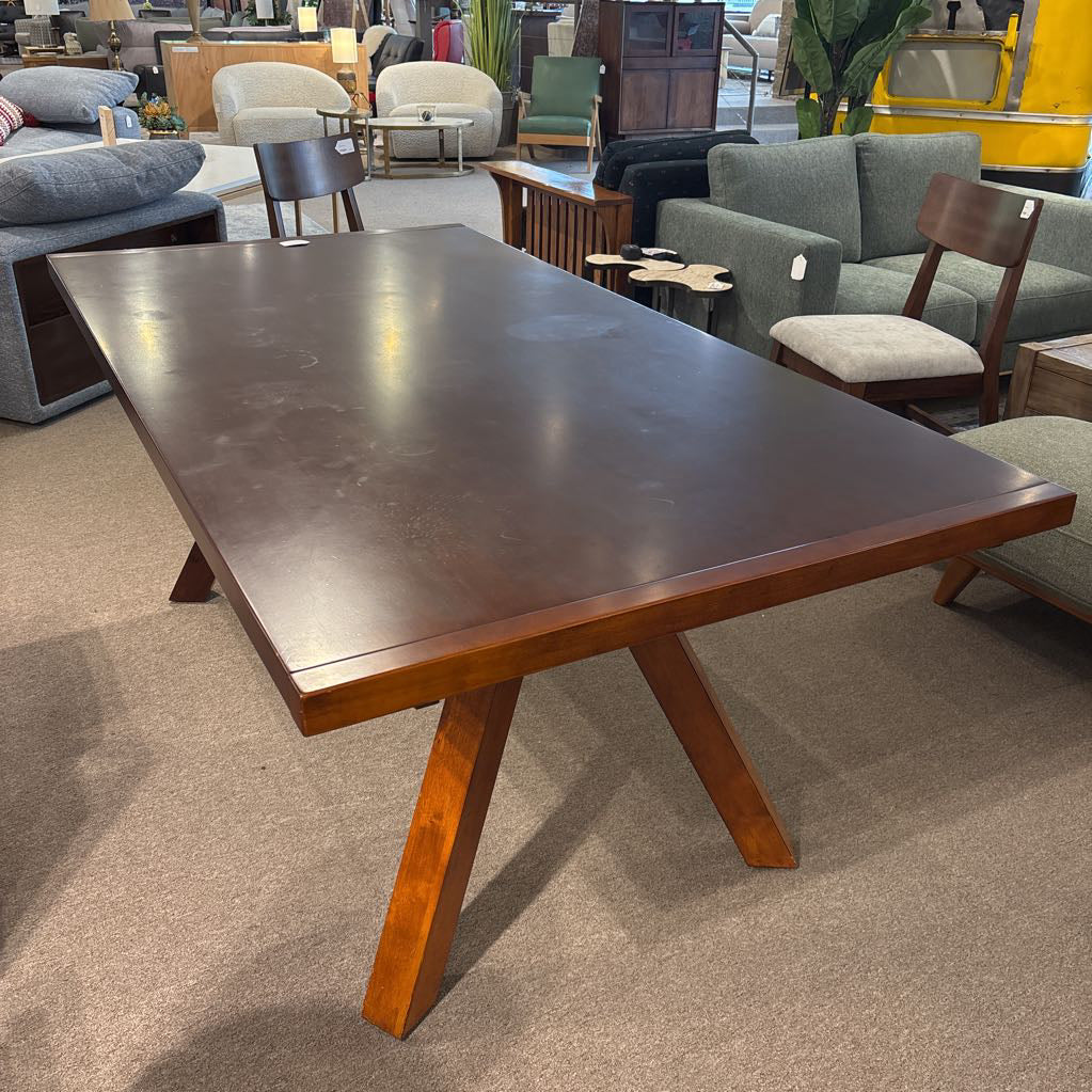 Dark Wood Expanding Trestle Dining Table C DINING BENCHES
