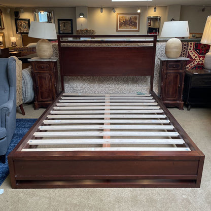 Dark Wood Queen Contemporary Bed Frame