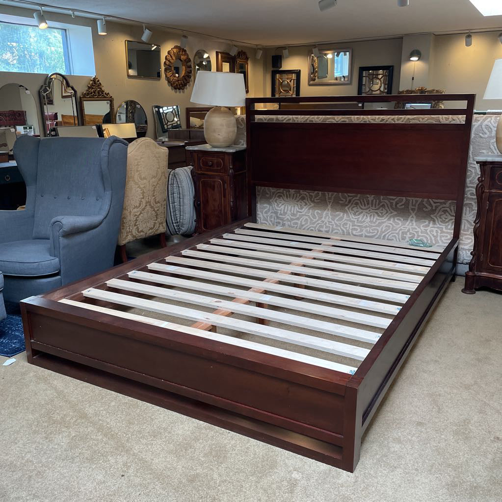 Dark Wood Queen Contemporary Bed Frame
