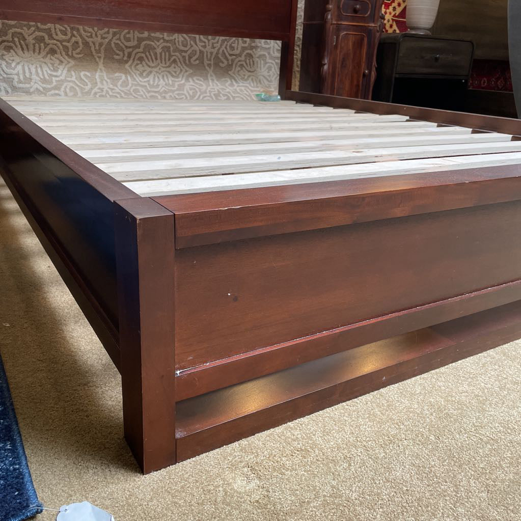 Dark Wood Queen Contemporary Bed Frame