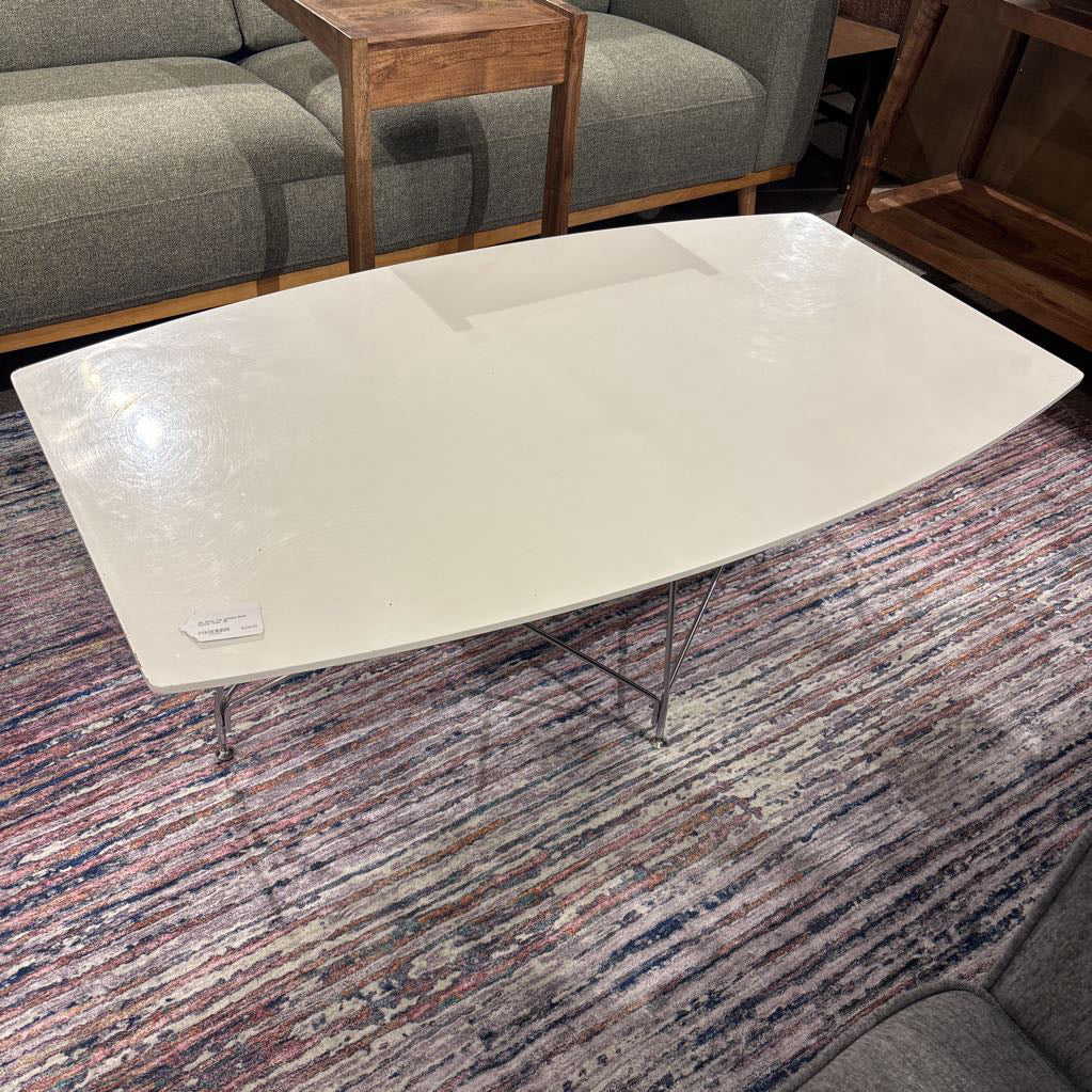 MC White Top Chrome Base Coffee Table