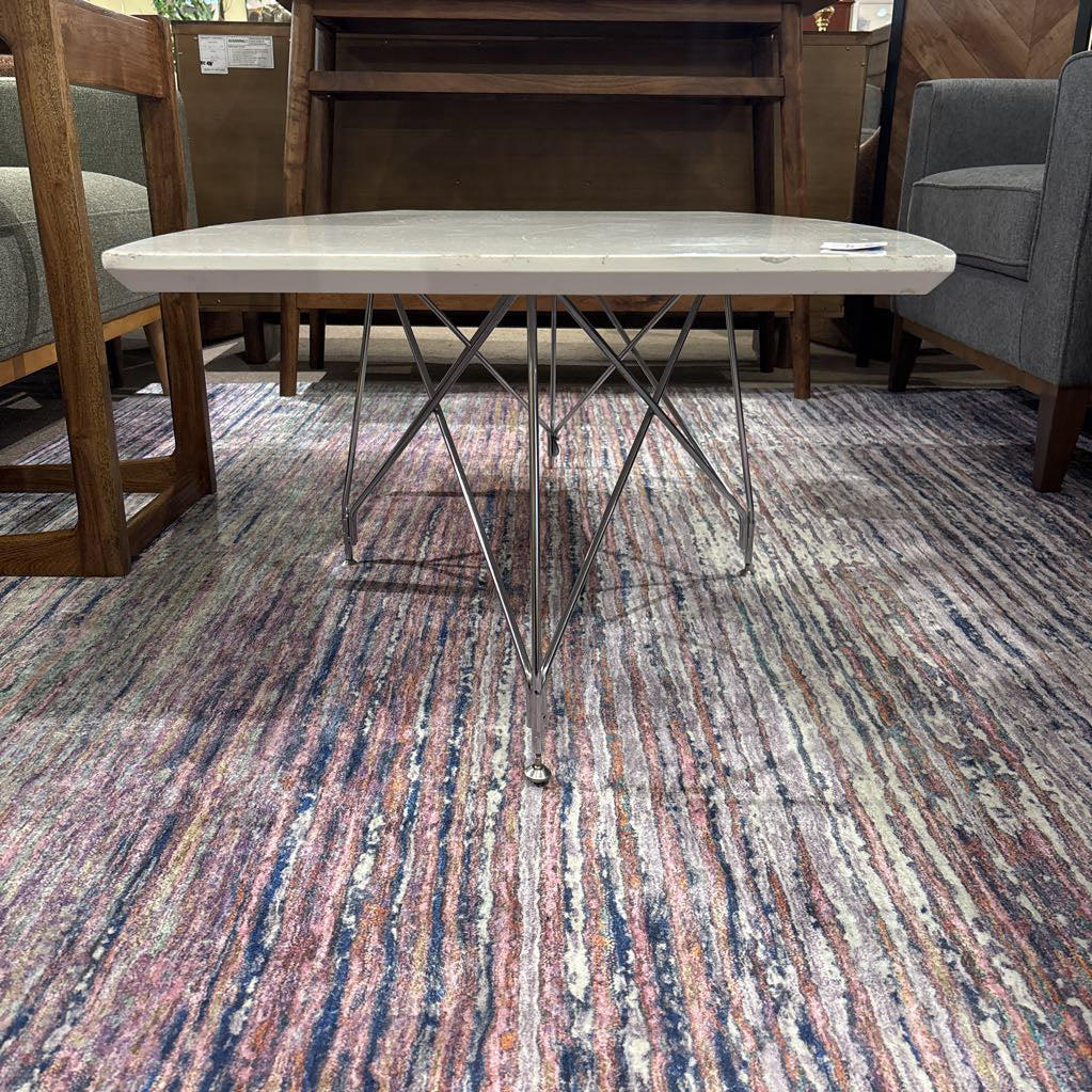 MC White Top Chrome Base Coffee Table