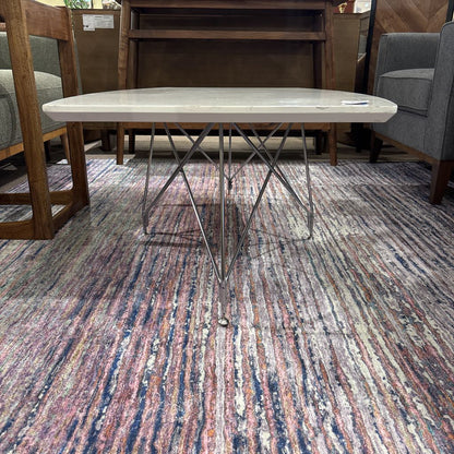 MC White Top Chrome Base Coffee Table