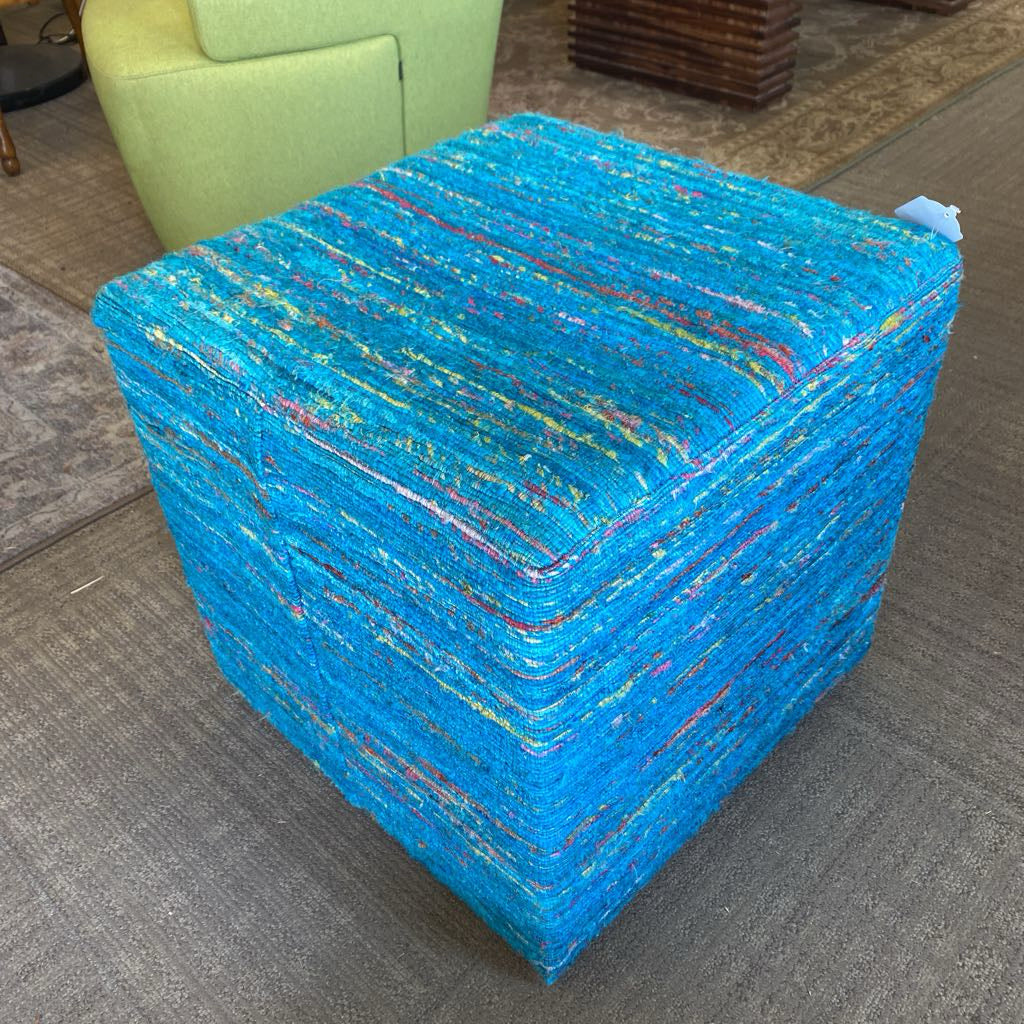 Aqua Multicolor Cube Ottoman (AS IS) U OTTOMANS