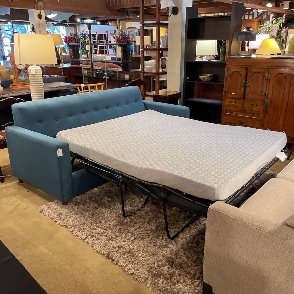 JOYBIRD Teal MC Style Tufted Back Sleeper Sofa U SOFAS