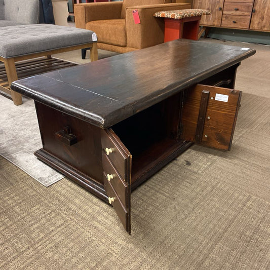 Vintage Dark Wood Coffee Table /Media Stand