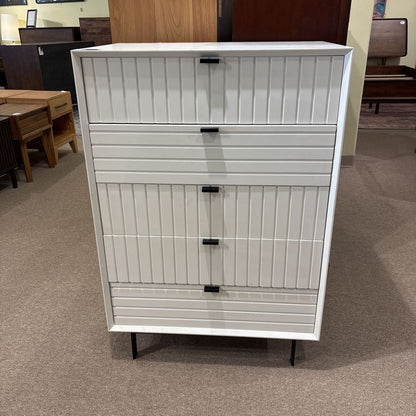 Modern White 5 Drawer Highboy