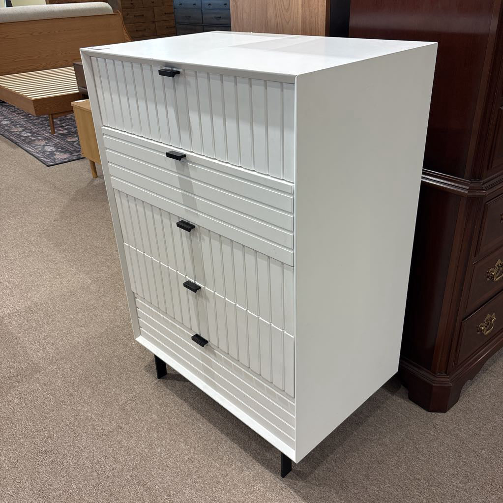 Modern White 5 Drawer Highboy