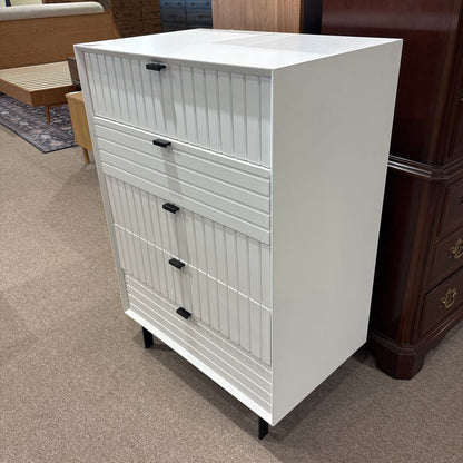 Modern White 5 Drawer Highboy