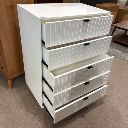 Modern White 5 Drawer Highboy