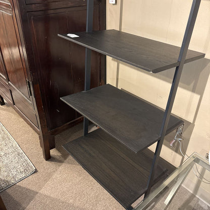 Industrial Dark Wood Leaning Bookcase