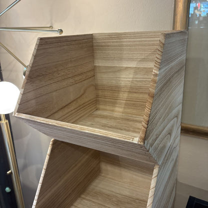 Light Wood Stacking Storage Boxes