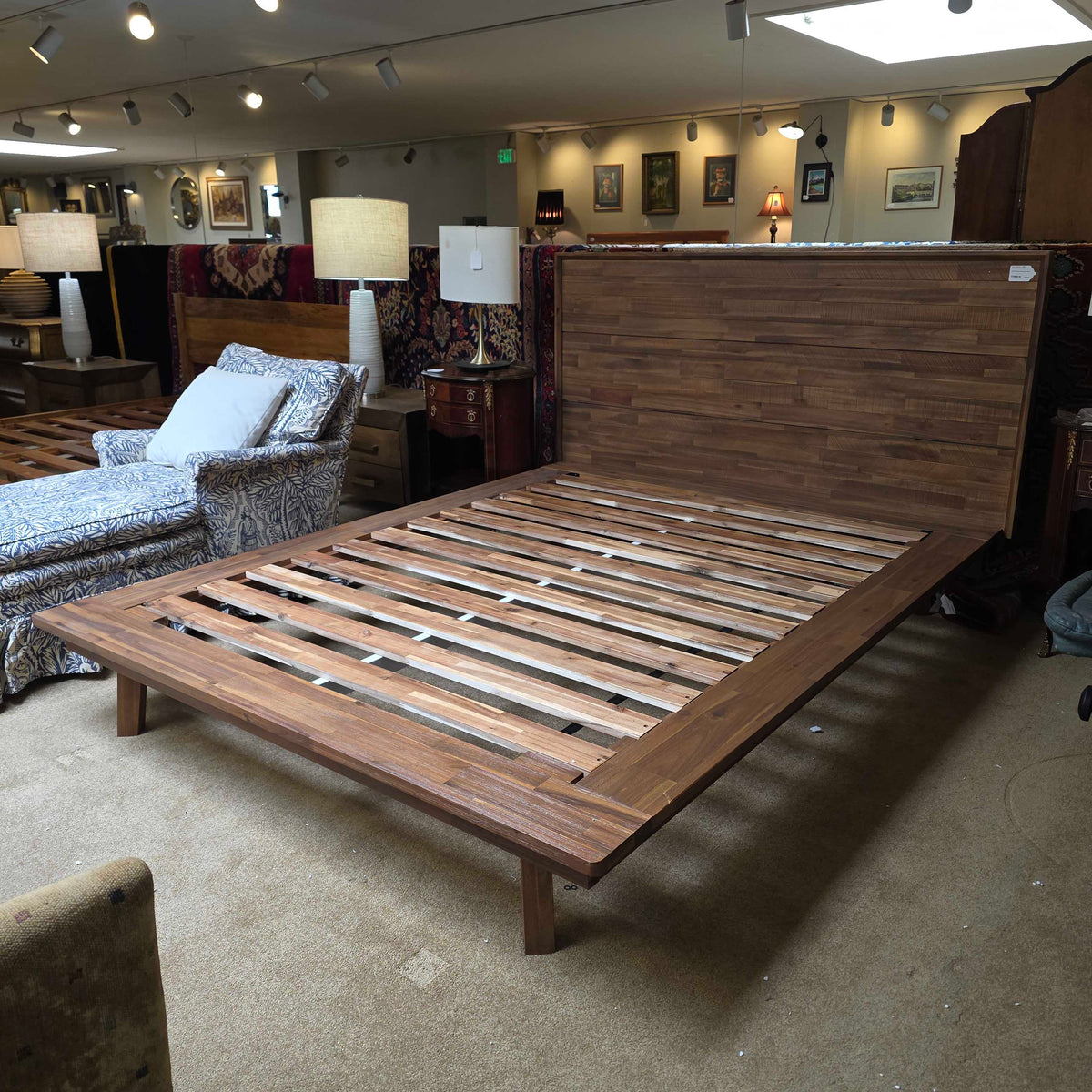 Brushed Pecan Queen Bed Frame