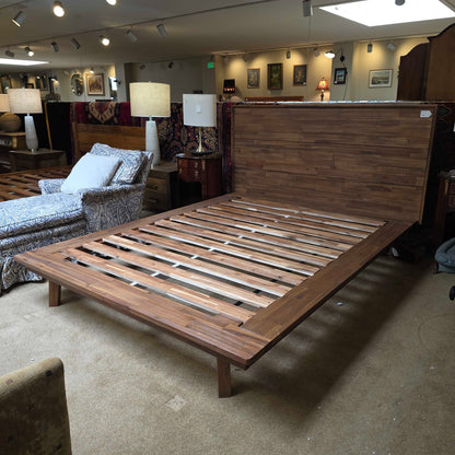 Brushed Pecan Queen Bed Frame