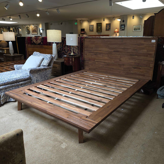 Brushed Pecan Queen Bed Frame
