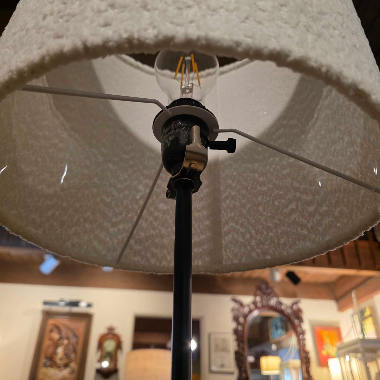 Boucle and Wood Table Lamp