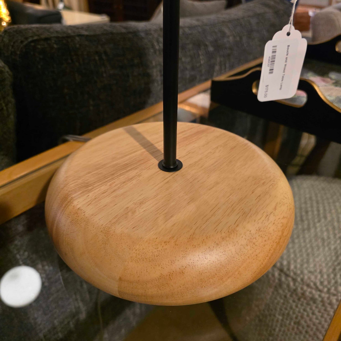 Boucle and Wood Table Lamp