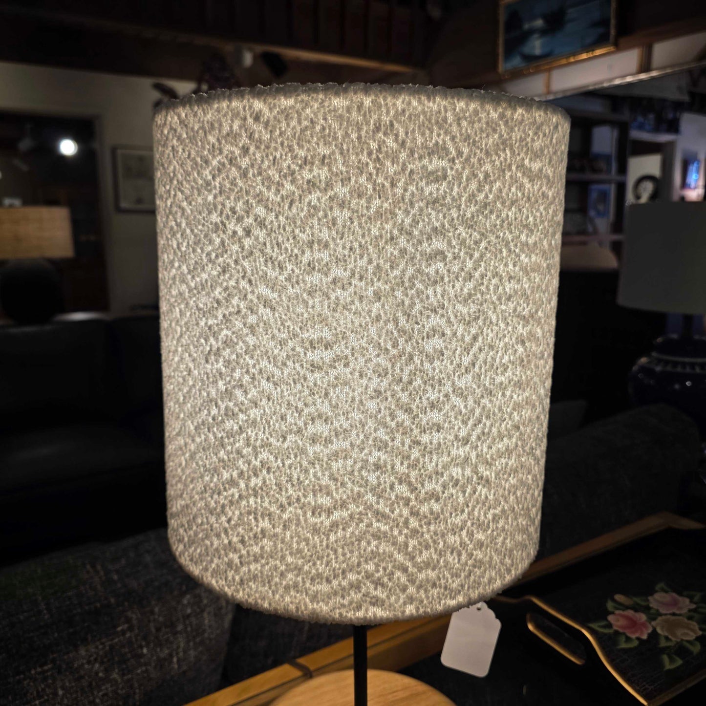 Boucle and Wood Table Lamp