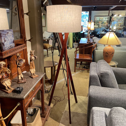 Walnut Tripod Floor Lamp