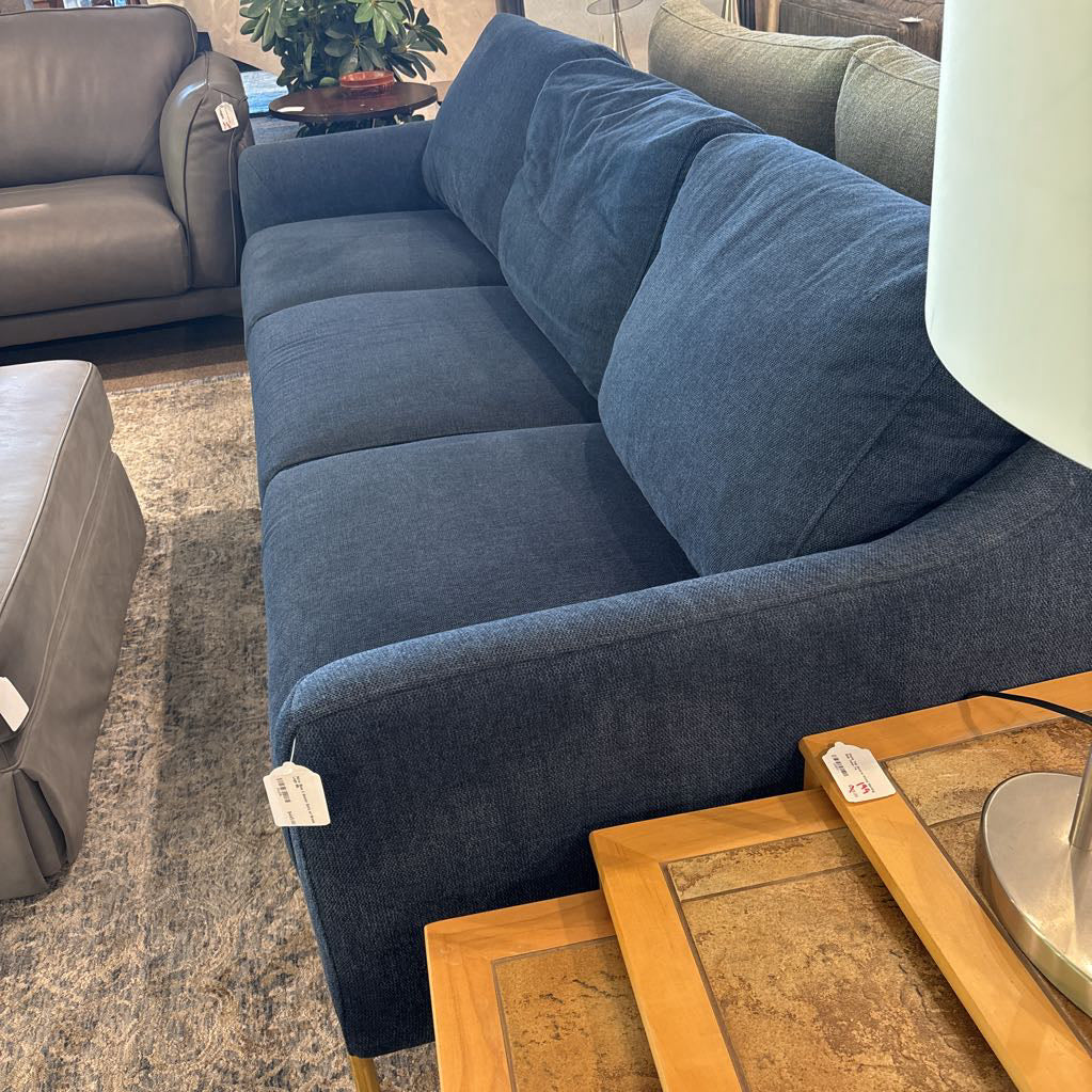 Navy Blue 3 Seater Sofa w/ Brass Legs