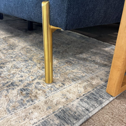 Navy Blue 3 Seater Sofa w/ Brass Legs