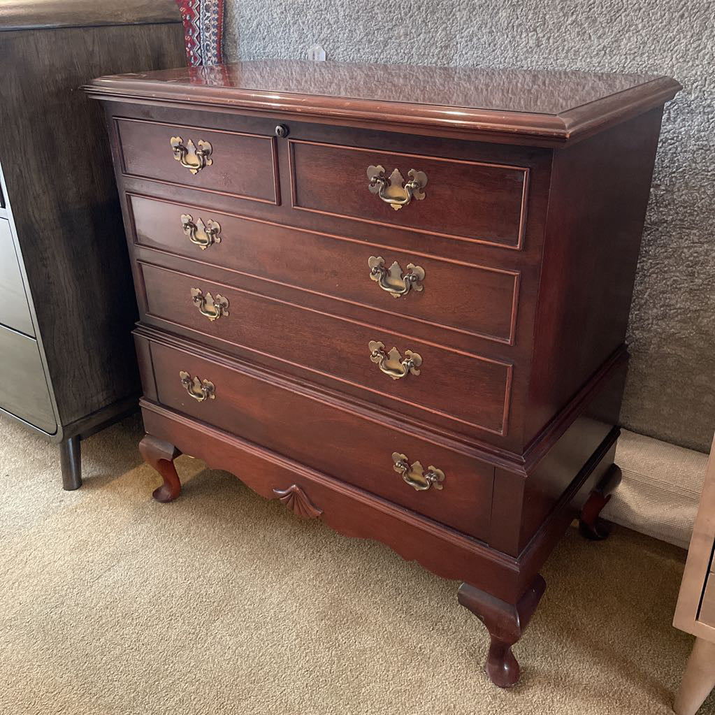 1940's Lane Lift Top Chest of Drawers w/ Cabriole Feet