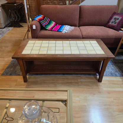 Stickley Mission Style Beige Tile Top Coffee Table