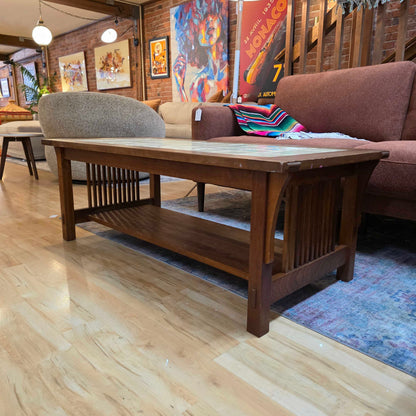 Stickley Mission Style Beige Tile Top Coffee Table