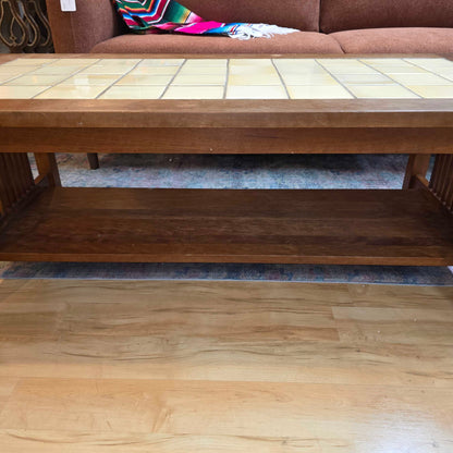 Stickley Mission Style Beige Tile Top Coffee Table