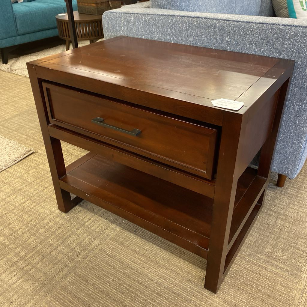 Contemporary Dark Wood Nightstand