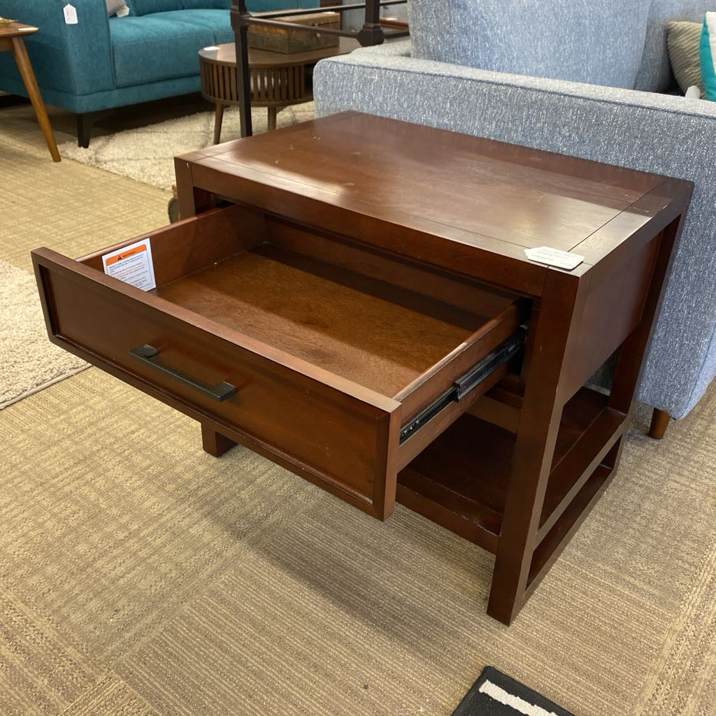 Contemporary Dark Wood Nightstand