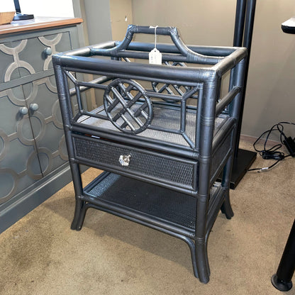 Grey Asian Style One Drawer Side Table