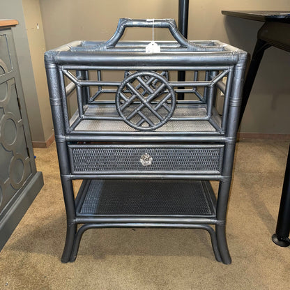 Grey Asian Style One Drawer Side Table
