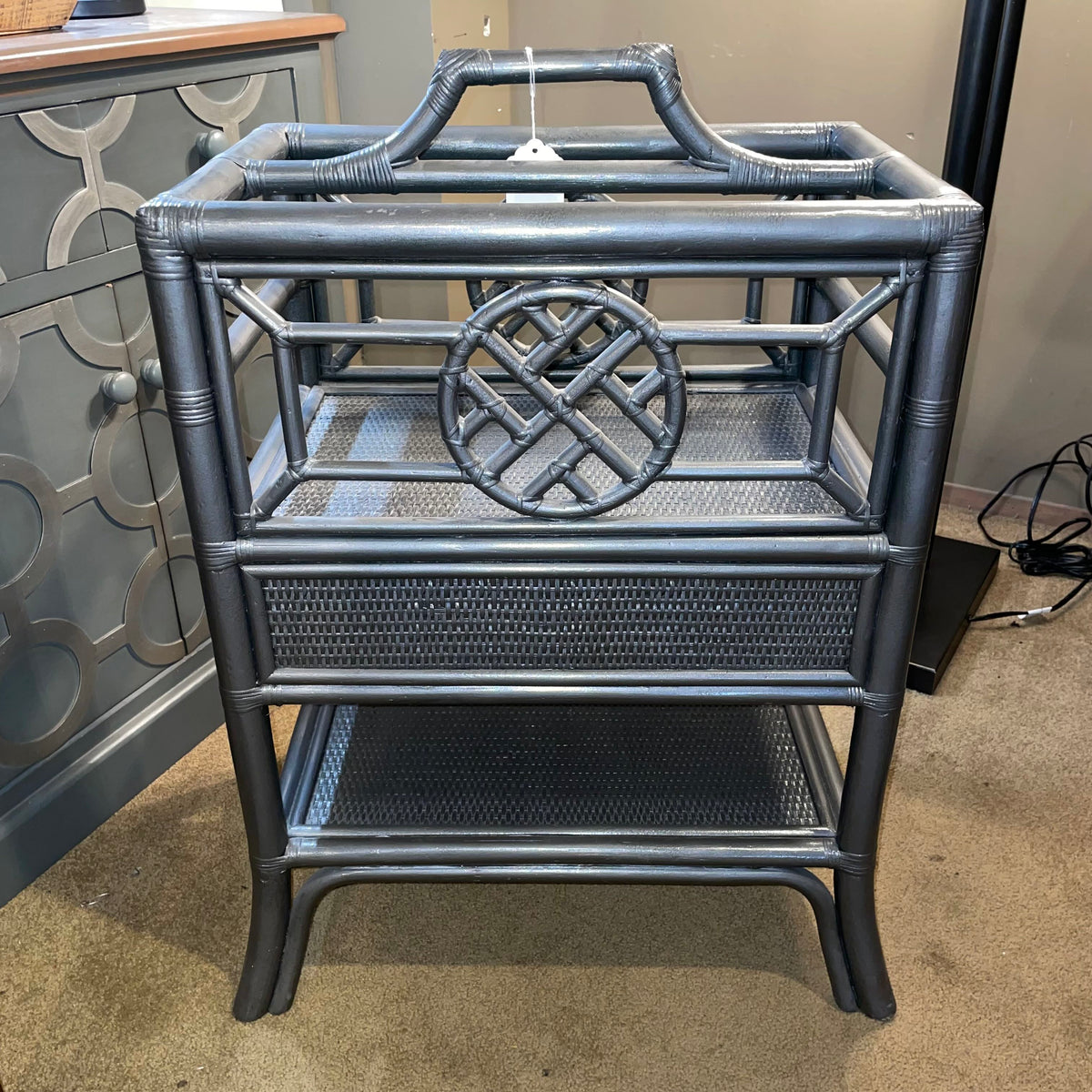 Grey Asian Style One Drawer Side Table