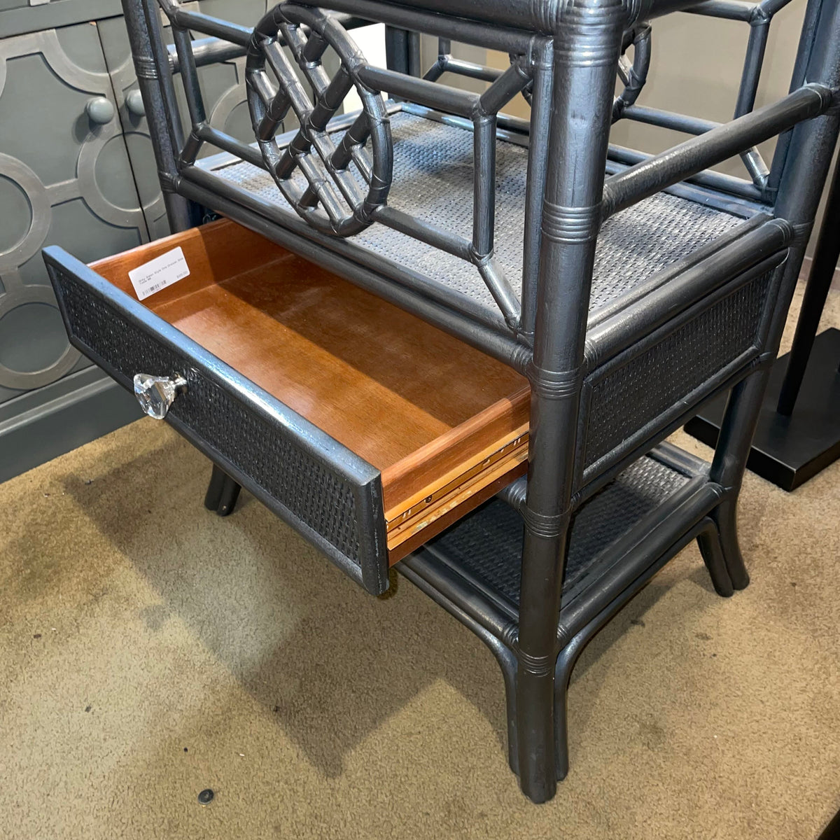 Grey Asian Style One Drawer Side Table