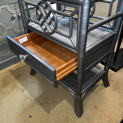 Grey Asian Style One Drawer Side Table