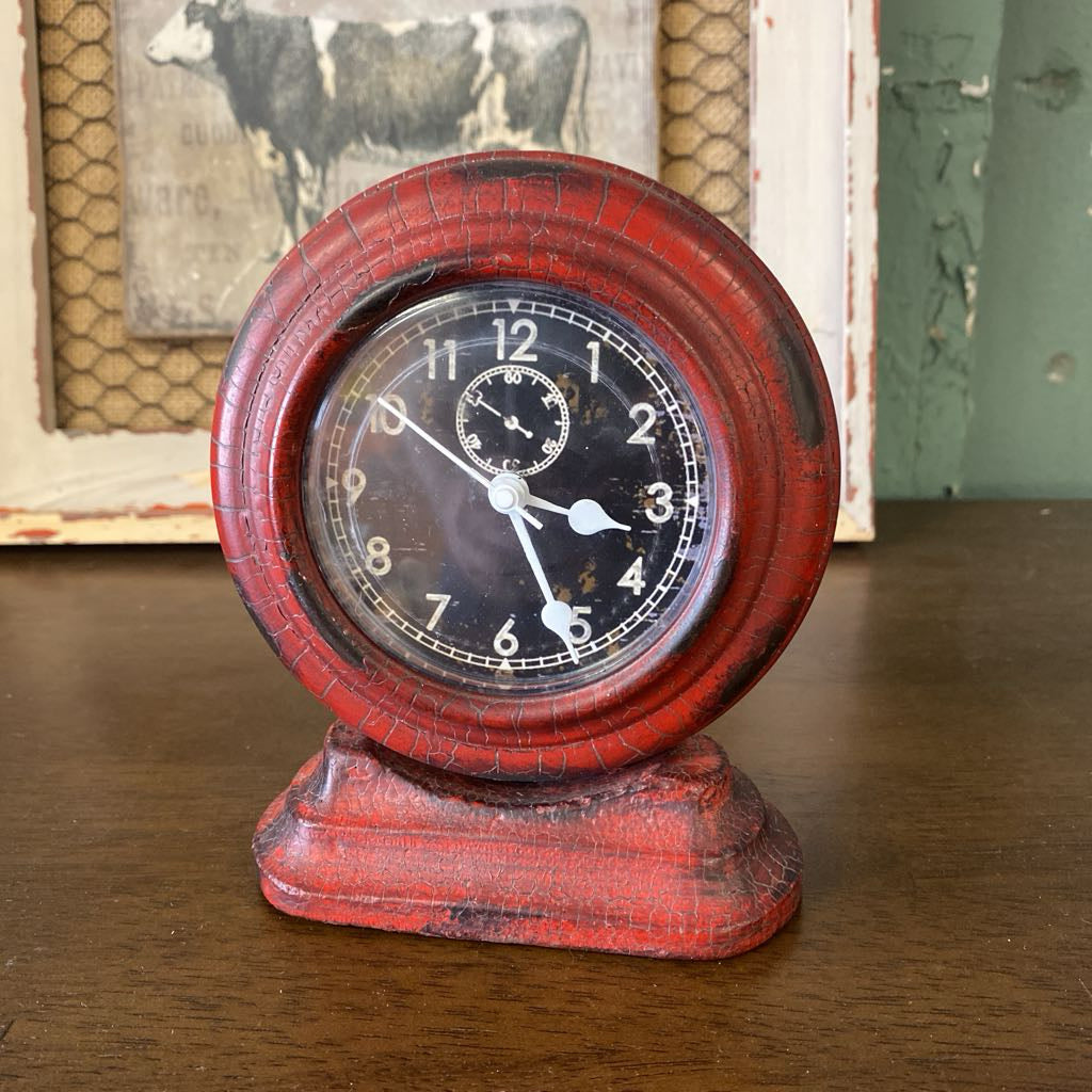 Rustic Style Red Round Mantle Clock