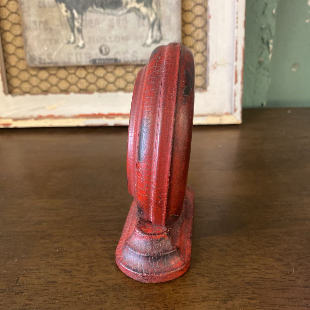 Rustic Style Red Round Mantle Clock