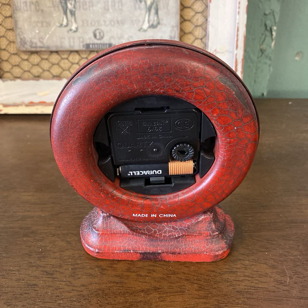 Rustic Style Red Round Mantle Clock